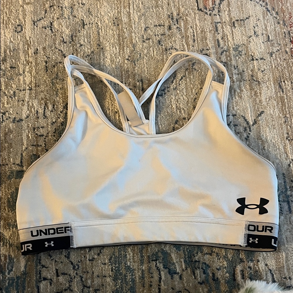 Under Armour Cream Sports Bra with Black Logo
